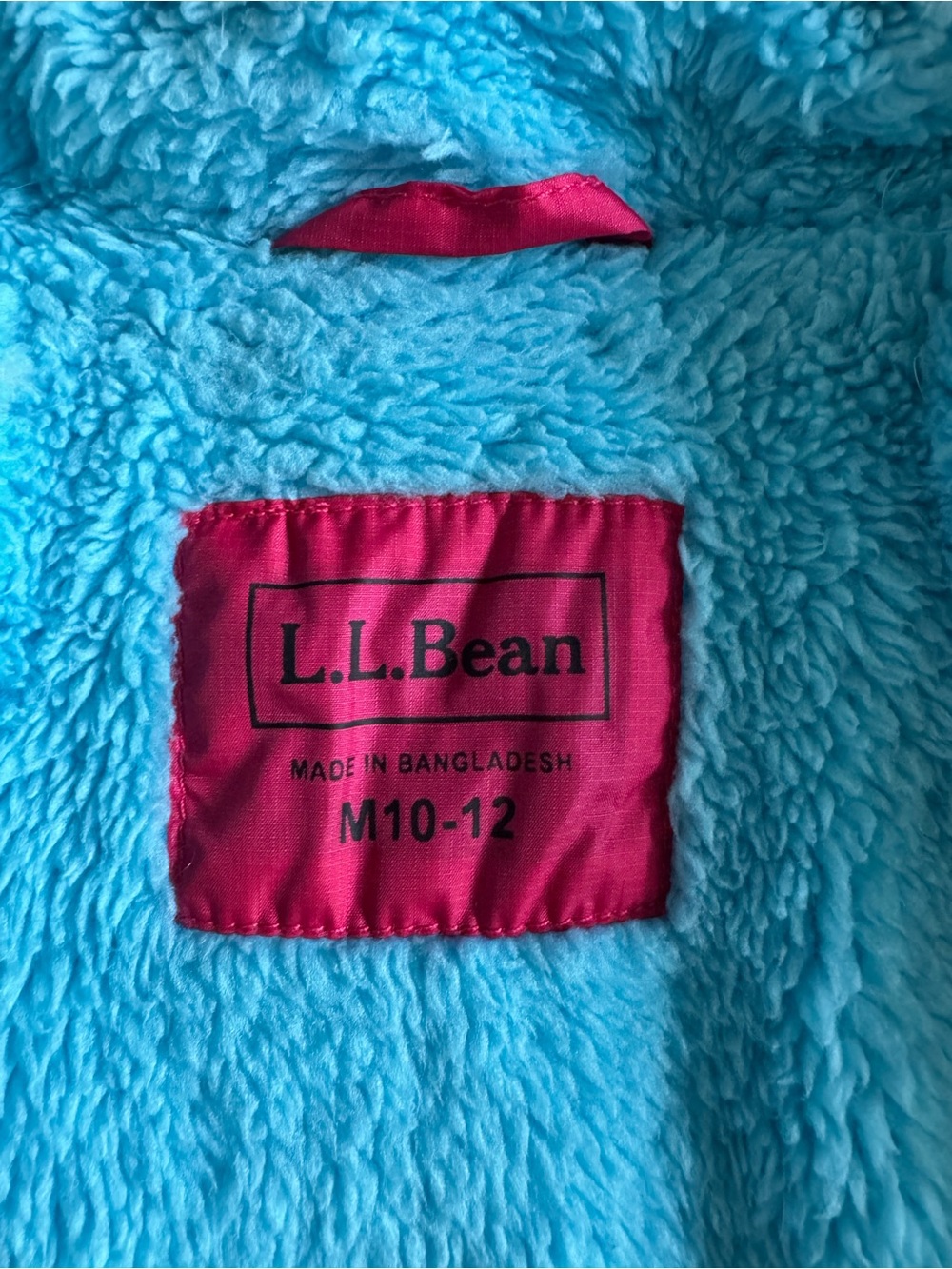 L.L. Bean DownTek Hooded Puffer Jacket Hot Pink Blue Girls Medium 10-12 - Picture 3 of 15